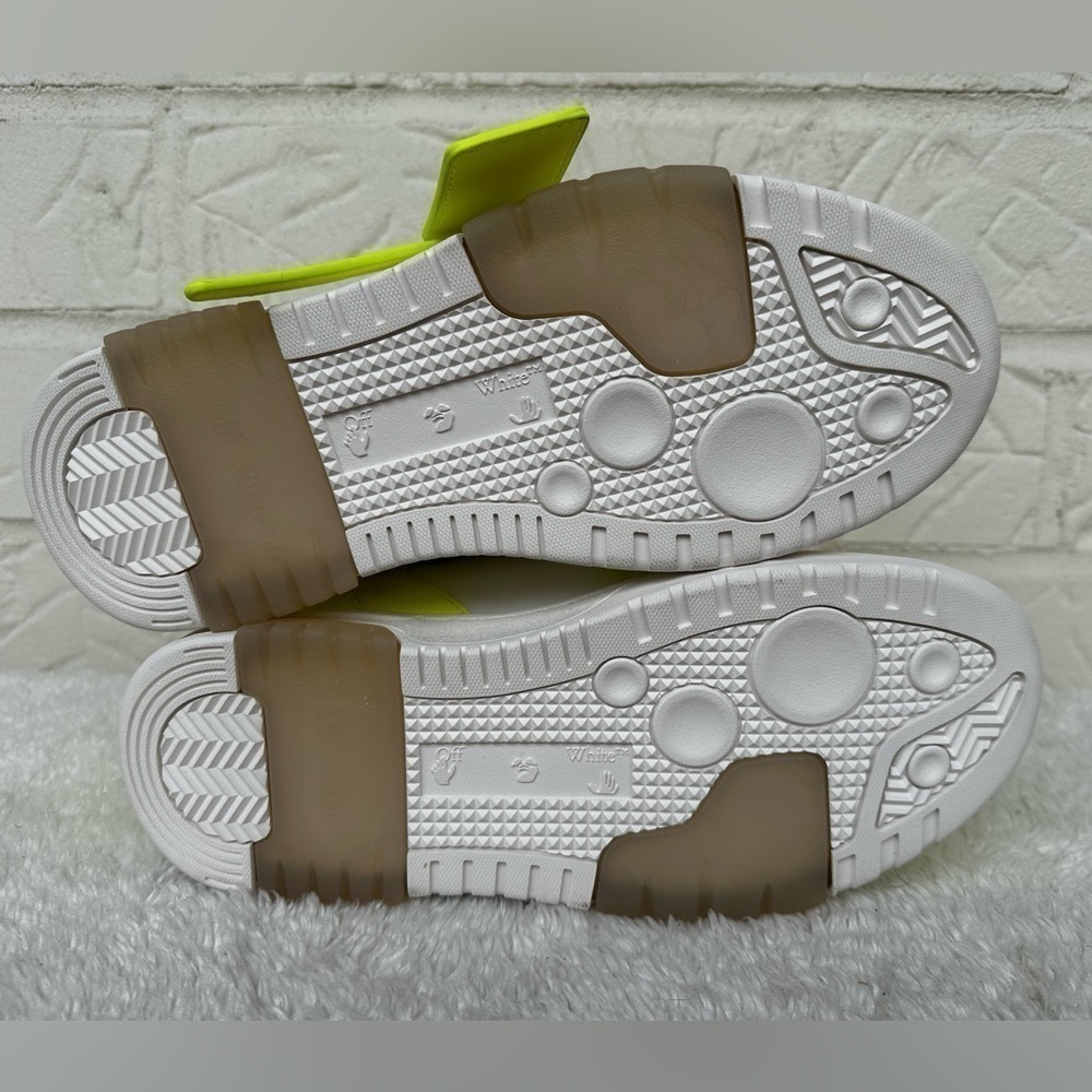 New Off-White Out Of Office Lemon/White Leather Sneakers Size 38 - Picture 12 of 14